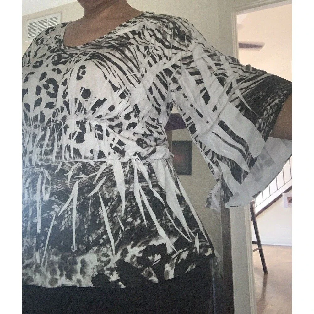Melissa Paige Y2k Bell Sleeve Paisley Babydoll Slinky Top Soft Grunge Whimsigoth - Picture 5 of 12